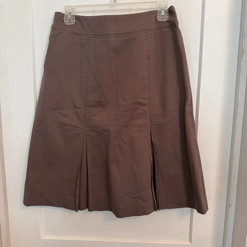 Vintage Doncaster Brown Pleated A-line Midi Skirt Size 6 Lagenlook  granola Core